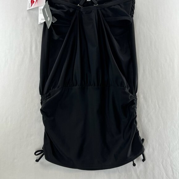 Athleta Side Scrunch Tankini Swim Top Womens 36B/C Adjustable Strap V-Neck Black - Picture 7 of 13